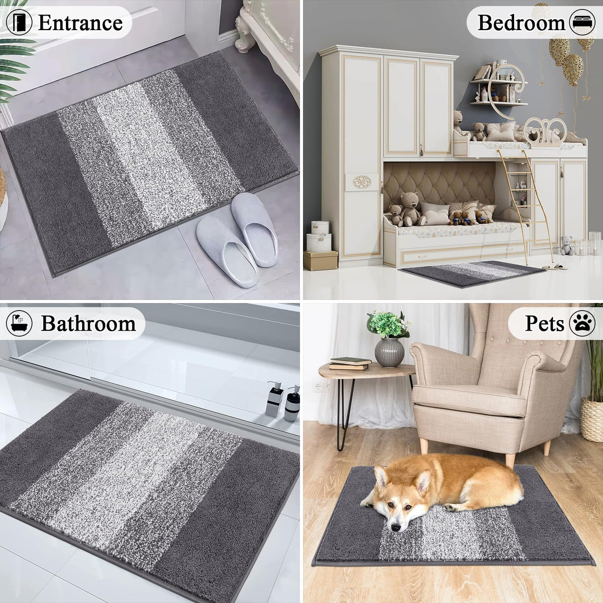 Vaukki indoor doormat with non-slip back enhances stability on wet floors.