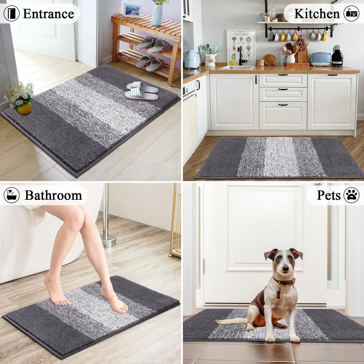 Vaukki Indoor Doormat non-slip backing closeup showing grip on floor
