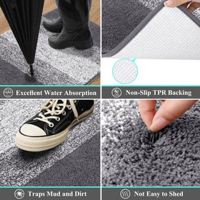 Vaukki Indoor Doormat water absorption scene demonstrating moisture pickup