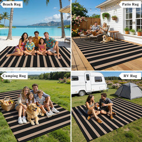 Vaukki lightweight plastic straw rug: easy to carry on trips and camping.