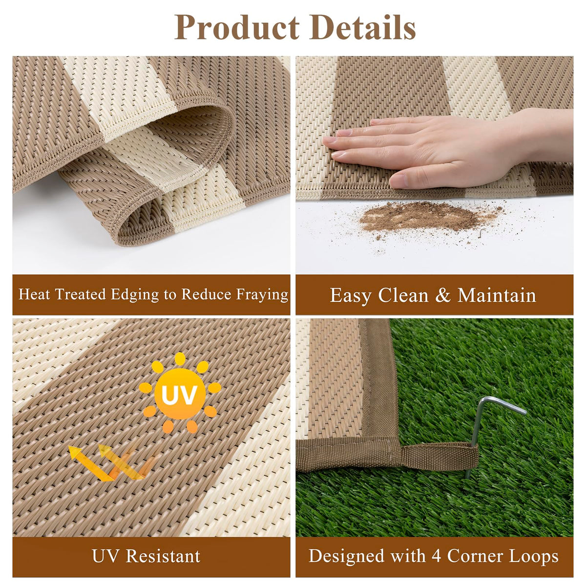 Vaukki reversible striped outdoor mat offers two looks for different spaces.