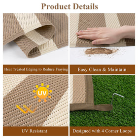 Vaukki reversible striped outdoor mat offers two looks for different spaces.