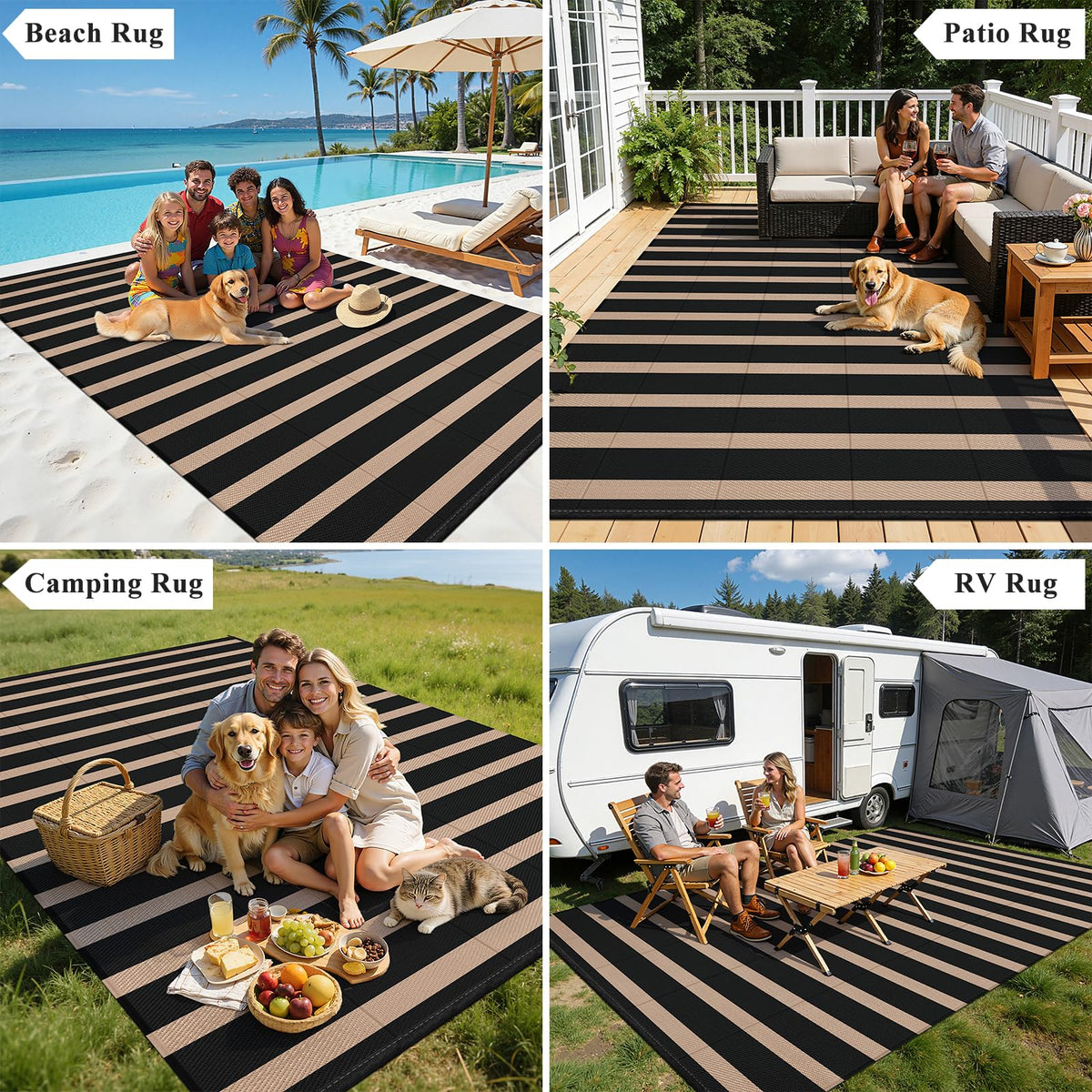 Vaukki waterproof plastic straw rug that keeps feet dry and easy to rinse.