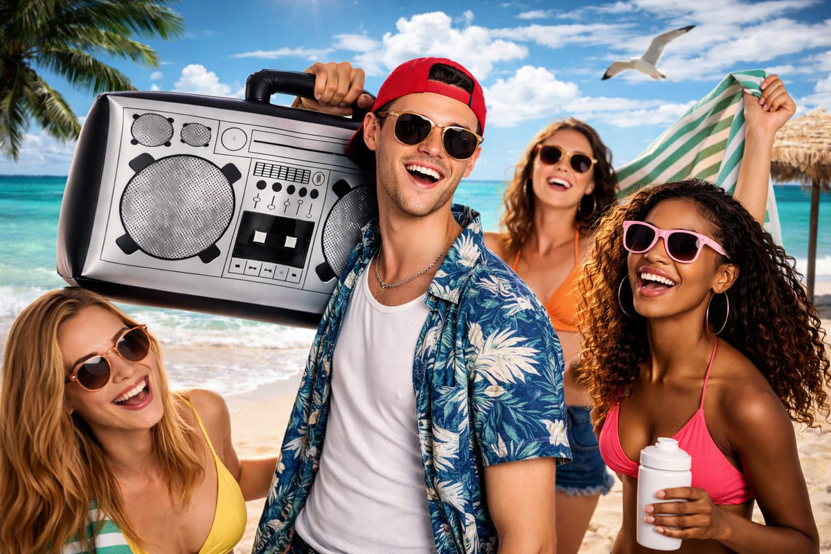 Vaulted Skulls & Co boombox graphic used as photobooth backdrop at events