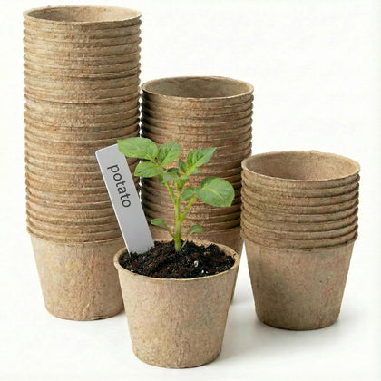 Vayantgo 4 inch peat pots ready for seed starting and transplanting.