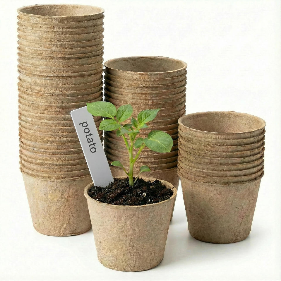 Vayantgo 4 inch peat pots ready for seed starting and transplanting.