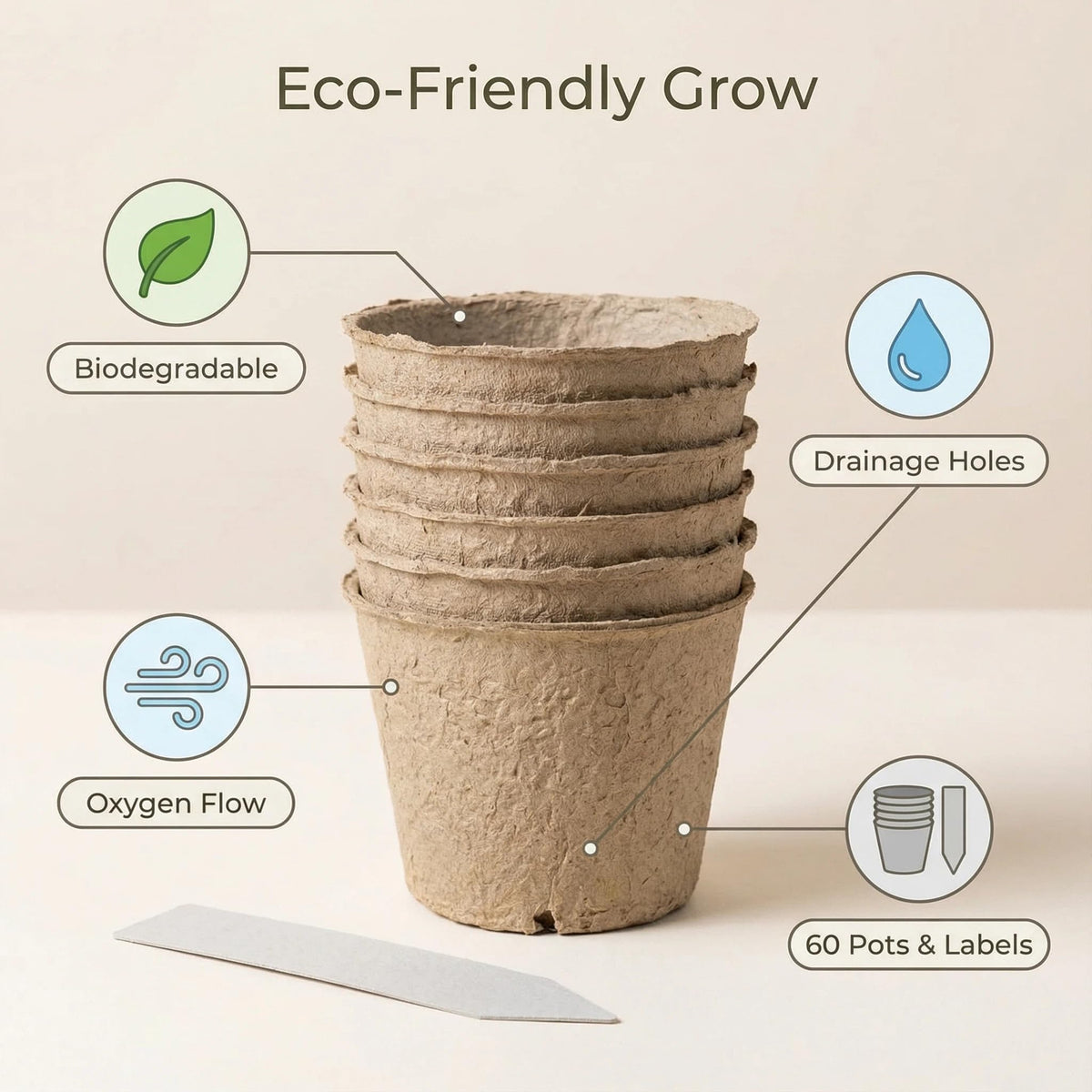 Vayantgo seedling pots with drainage holes promote airflow and healthy root development.