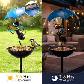 Vbioa solar LED lights illuminate feeding at night for easy viewing.