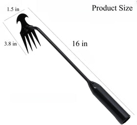 VBQFDPH weed puller with a four-prong head ready to loosen soil and extract weeds at the root.