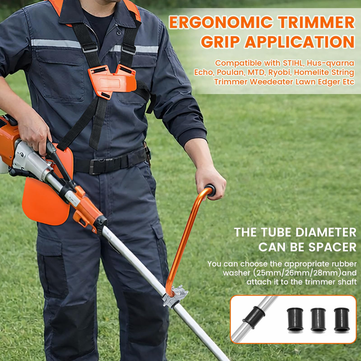 VBSYBO STIHL-compatible trimmer handle extension enhances control for precise edging.