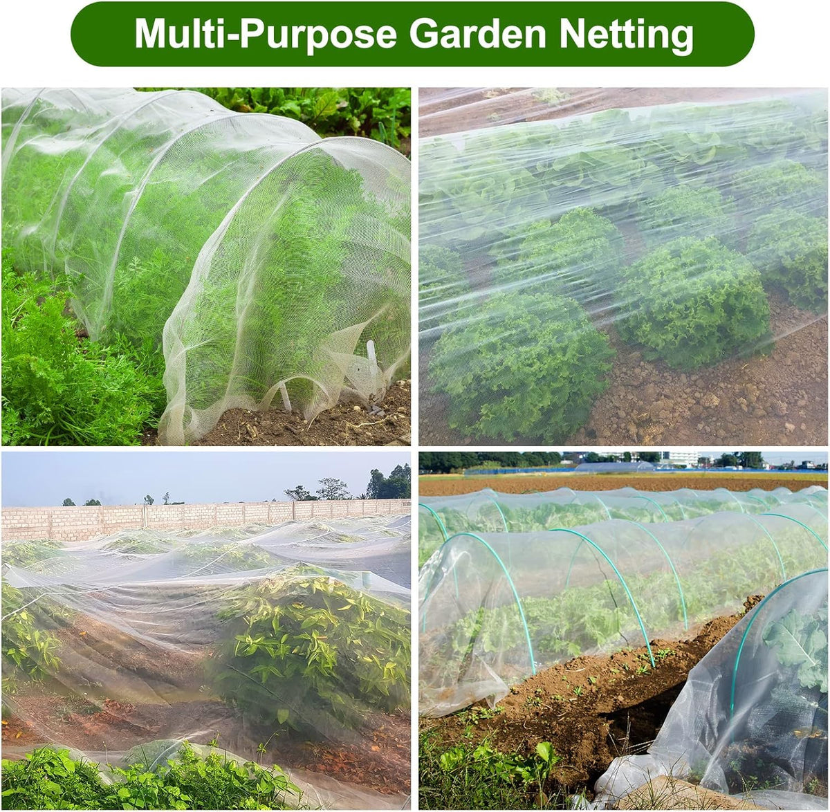 VBWSL garden netting being installed as a row cover for crops.