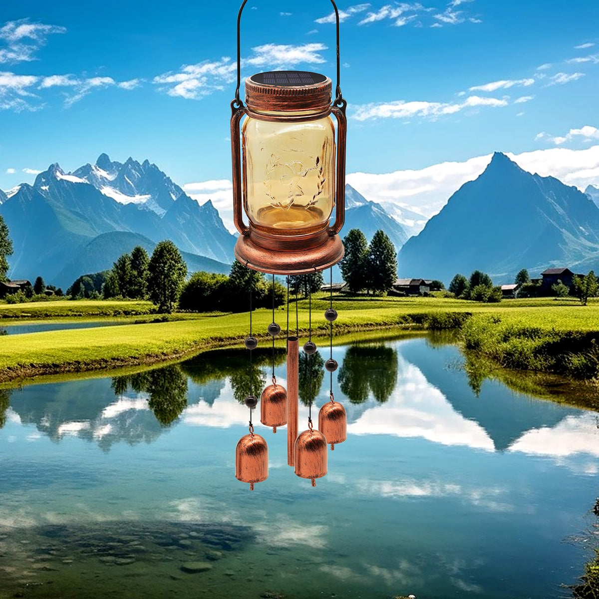 Vcdsoy outdoor wind chime hanging from a tree adds cozy yard décor