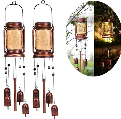 Vcdsoy solar wind chimes with mason jar light create a warm garden glow