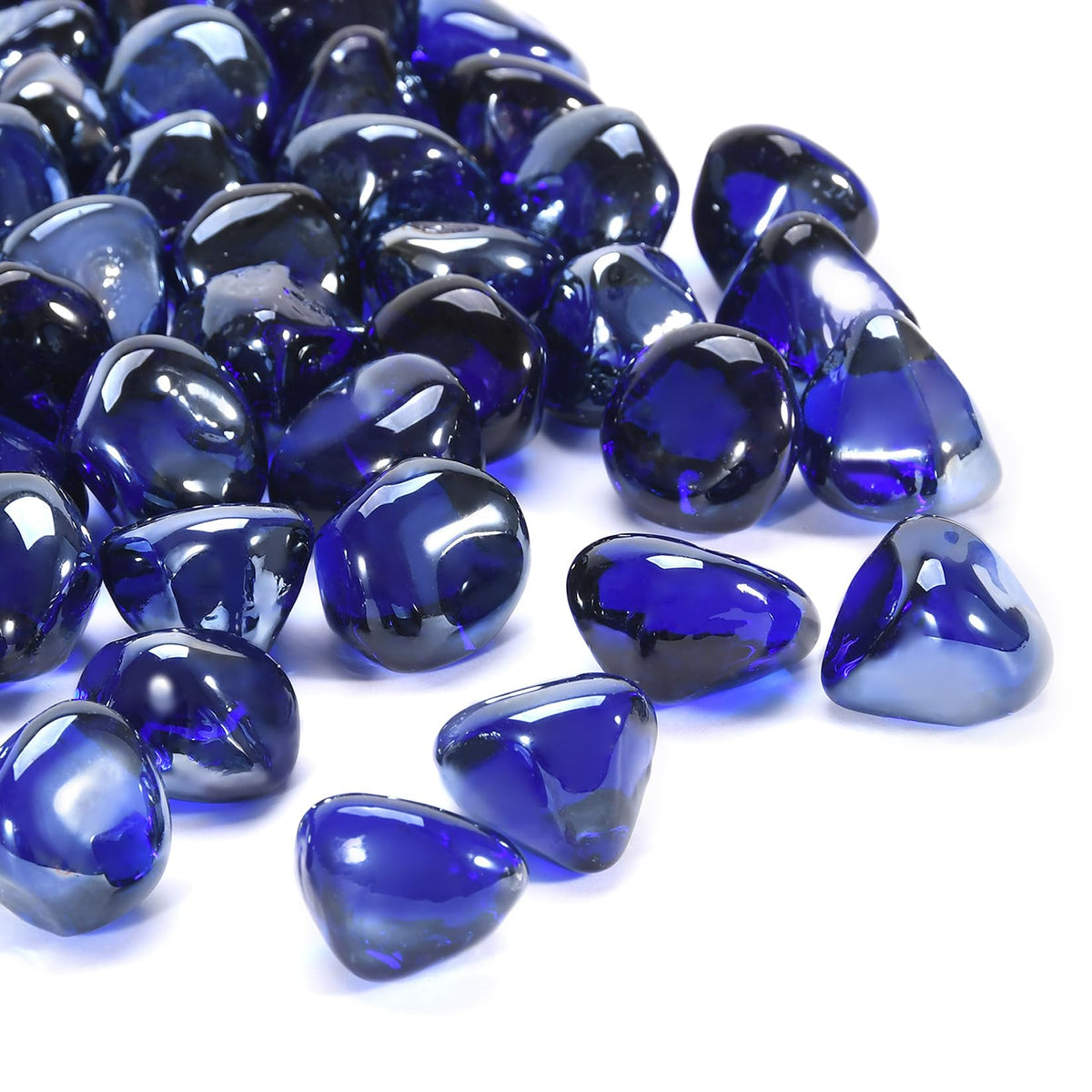 Vchin cobalt blue fire glass beads add vibrant color to your fire pit for ambience.