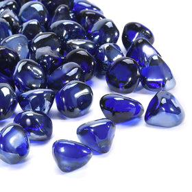 Vchin cobalt blue fire glass beads add vibrant color to your fire pit for ambience.