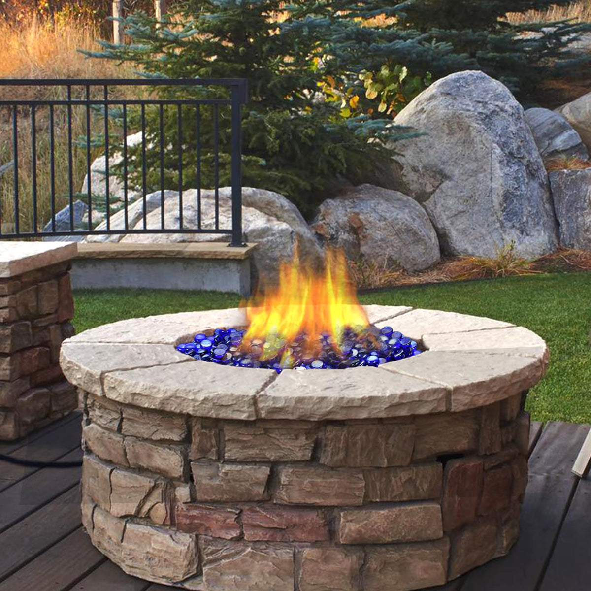 Vchin fire glass 10lb pack designed for 28–30 inch tables provides ample coverage.