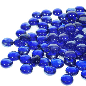 Vchin cobalt blue round fire glass 10lb for propane fire pits, vibrant color and glow.