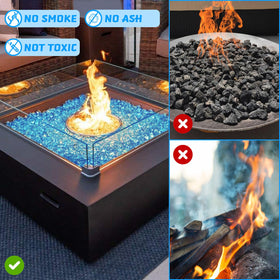 vchin Fire Glass can decorate garden spaces with Caribbean blue glow.