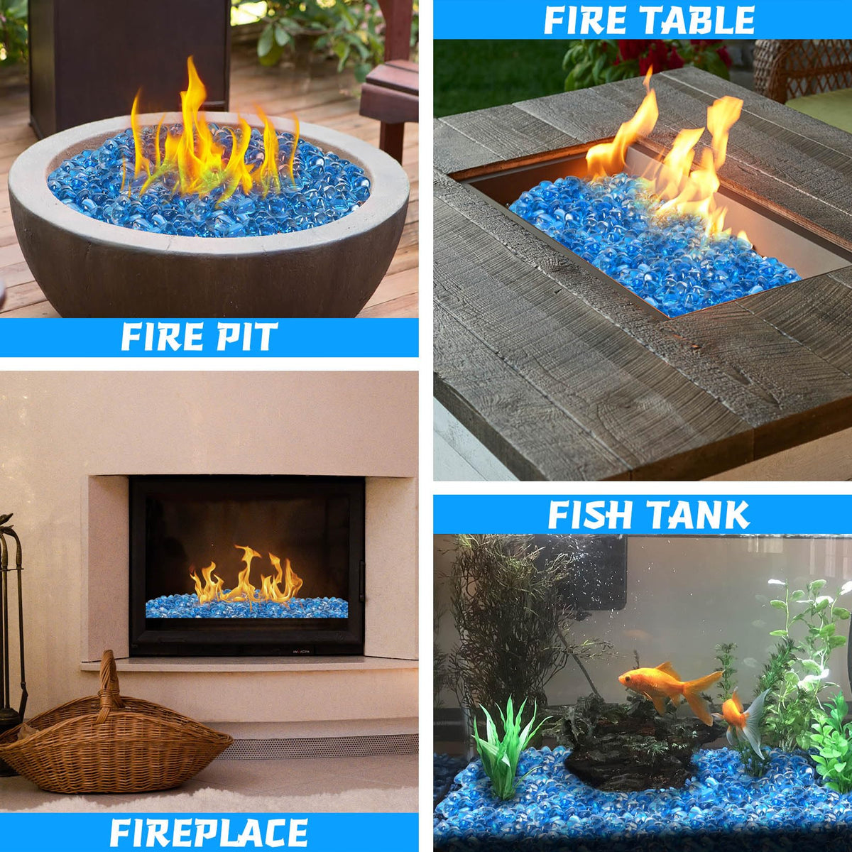 vchin Fire Glass placement under burners without blocking holes.