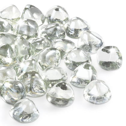 vchin Firepit Glass clear 1-inch diamonds add brilliant glow to propane pits