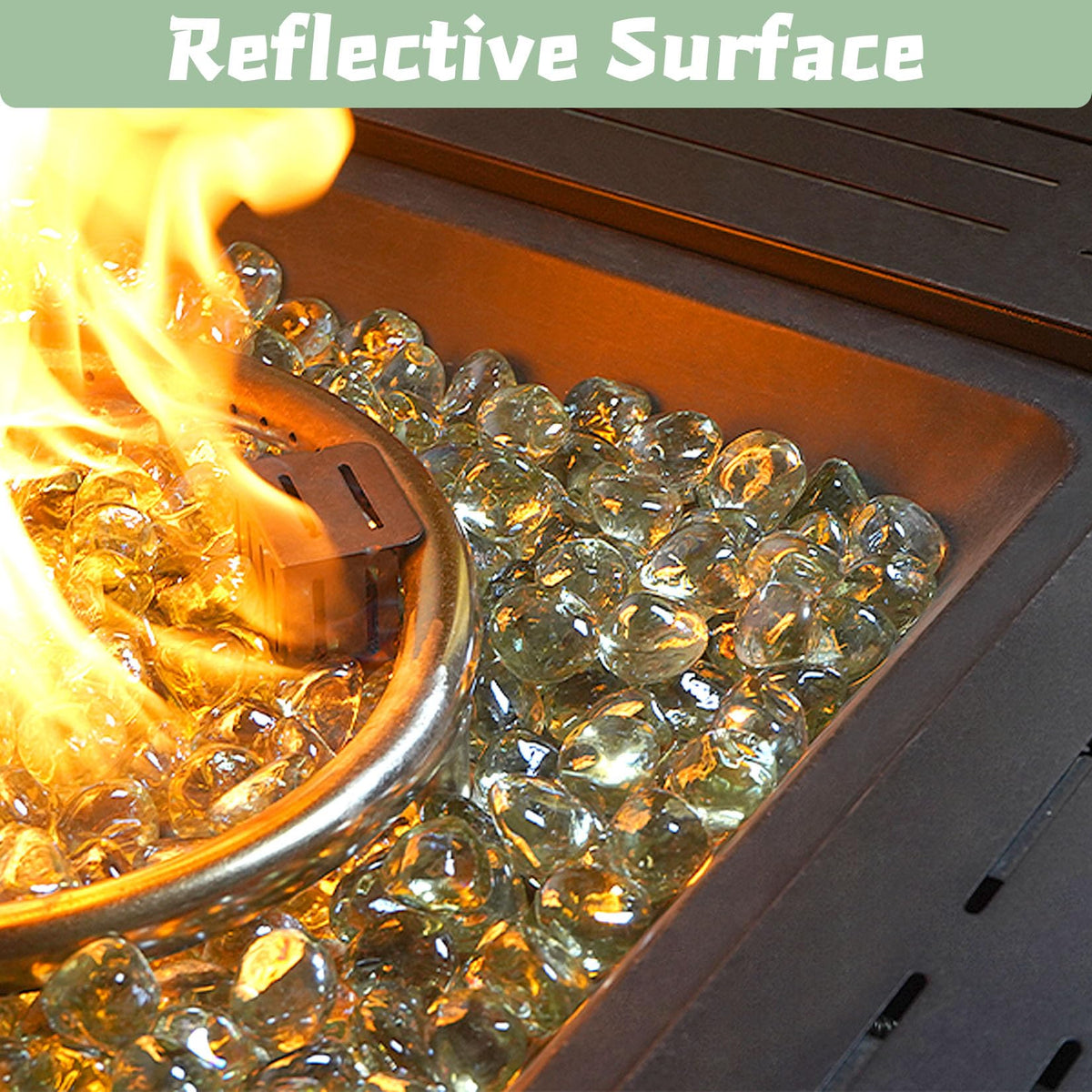 vchin Firepit Glass crystal sparkle rocks for outdoor decoration and mood lighting