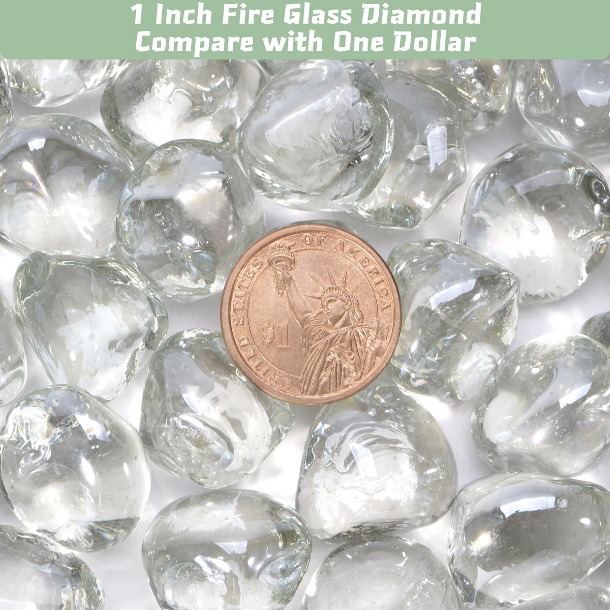 vchin Firepit Glass high-luster clear diamonds for cozy fireplace ambiance