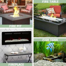 vchin Firepit Glass mixed-color diamonds create customizable patterns around burners