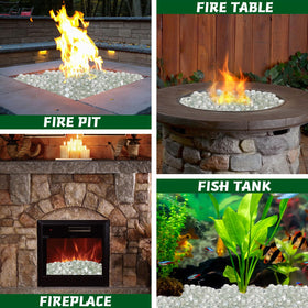 vchin outdoor fire pit glass decor crystal luster enhances ambiance