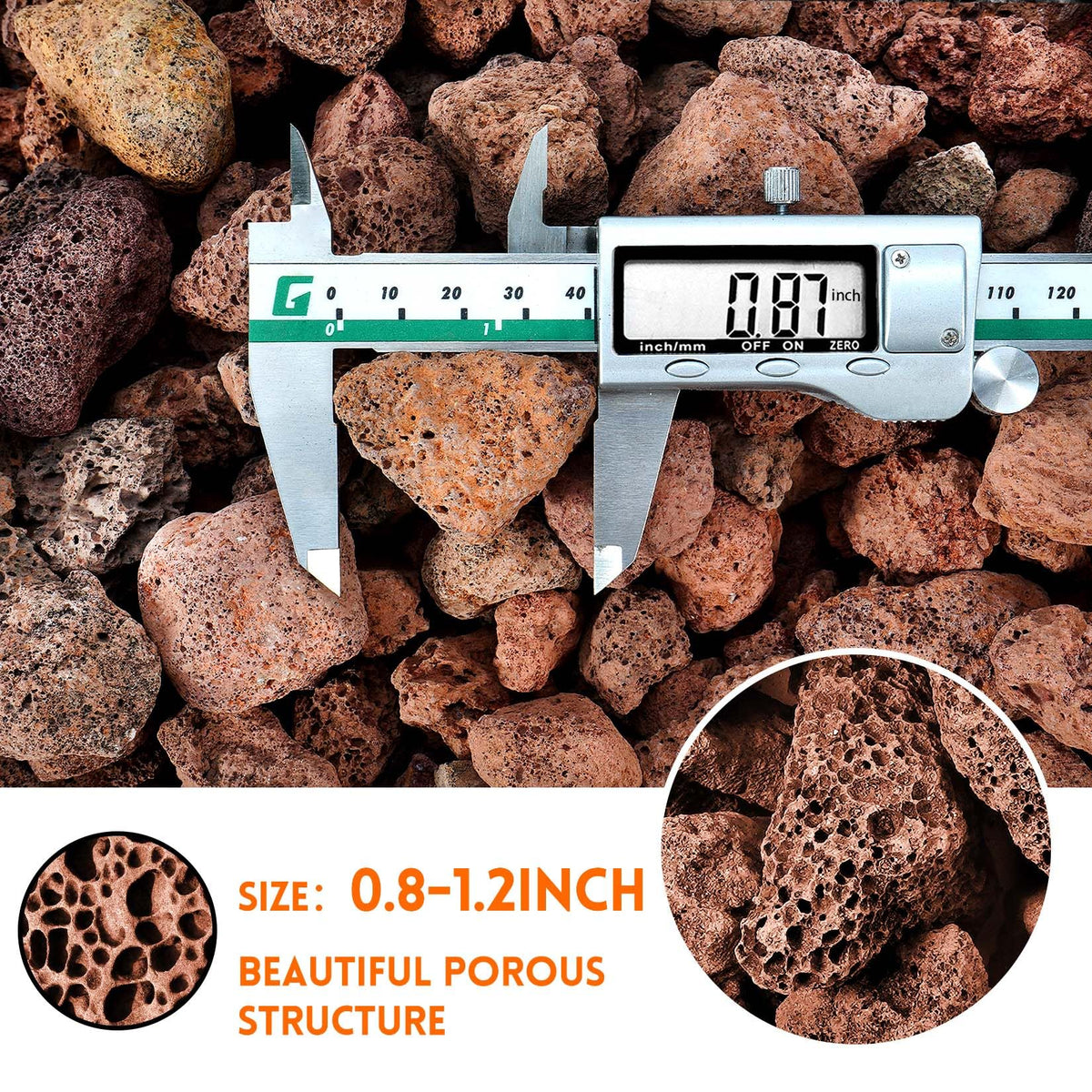 Vchin red lava rocks for gas log set enhance heat flow and realism.