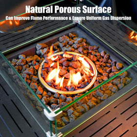 Vchin red lava rocks landscape design provide natural focal points and durable ground cover.