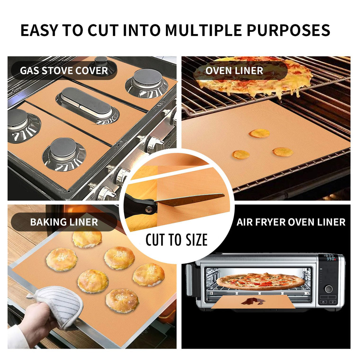 VCHOMY copper mats used as oven liner or baking sheet.