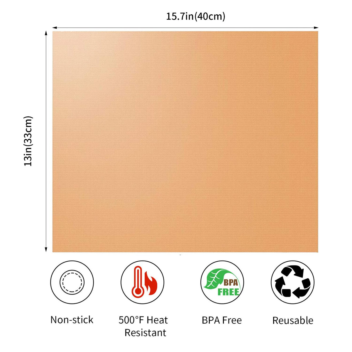 Close-up of VCHOMY copper mats showing 500F heat resistance.