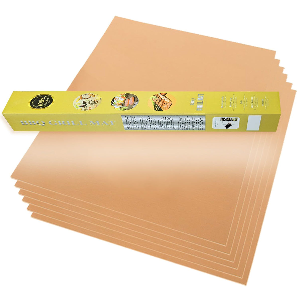 VCHOMY copper grill mats on a grill protect the grate while cooking.