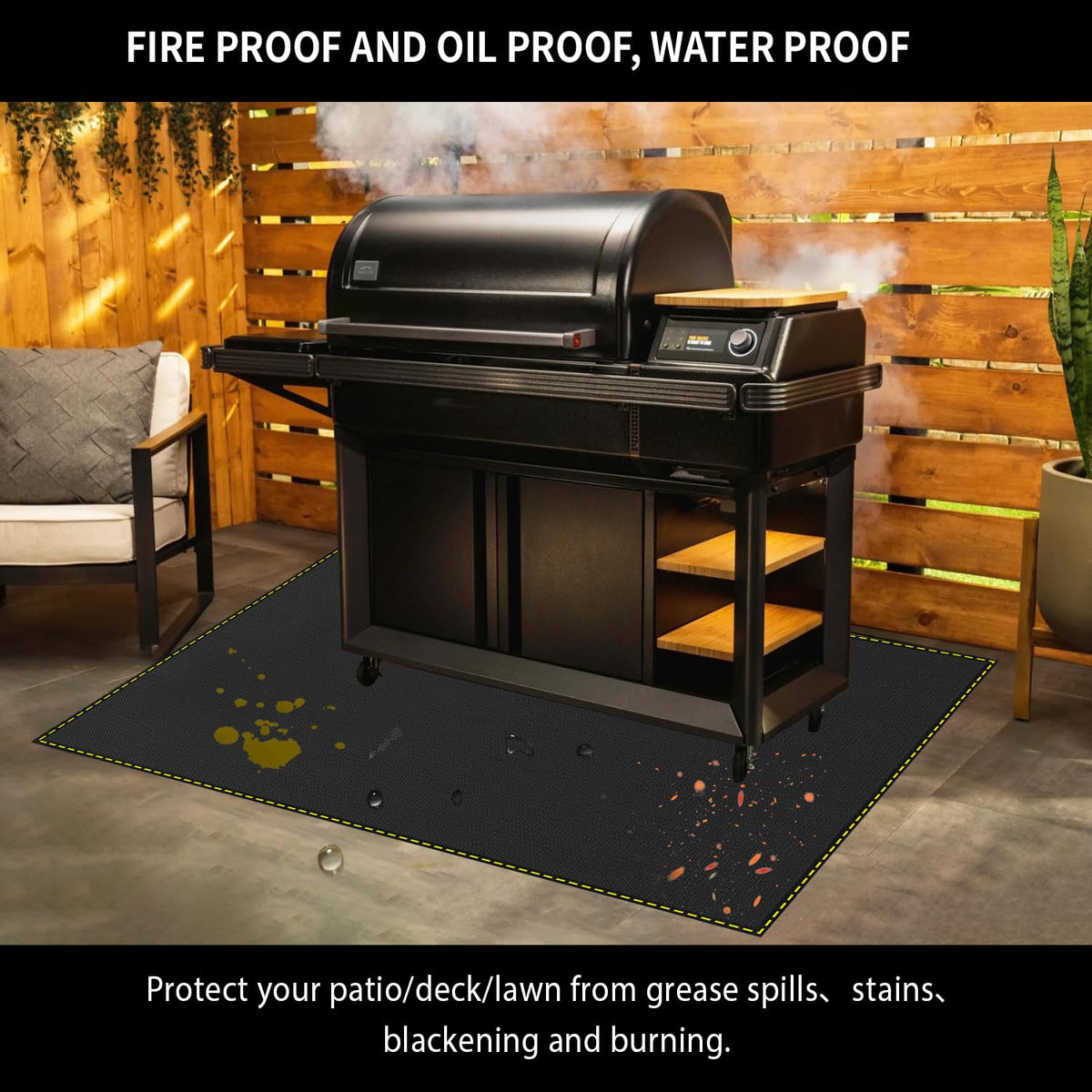 VCHOMY waterproof and oil-proof deck mat shields against spills.