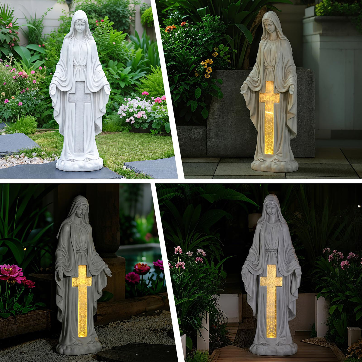 VChymm entryway Virgin Mary garden statue sized at 27.9 inches