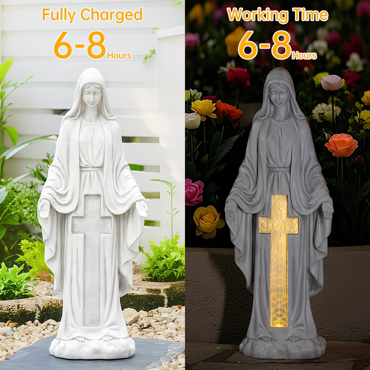 VChymm resin Virgin Mary garden sculpture with UV-protected paint
