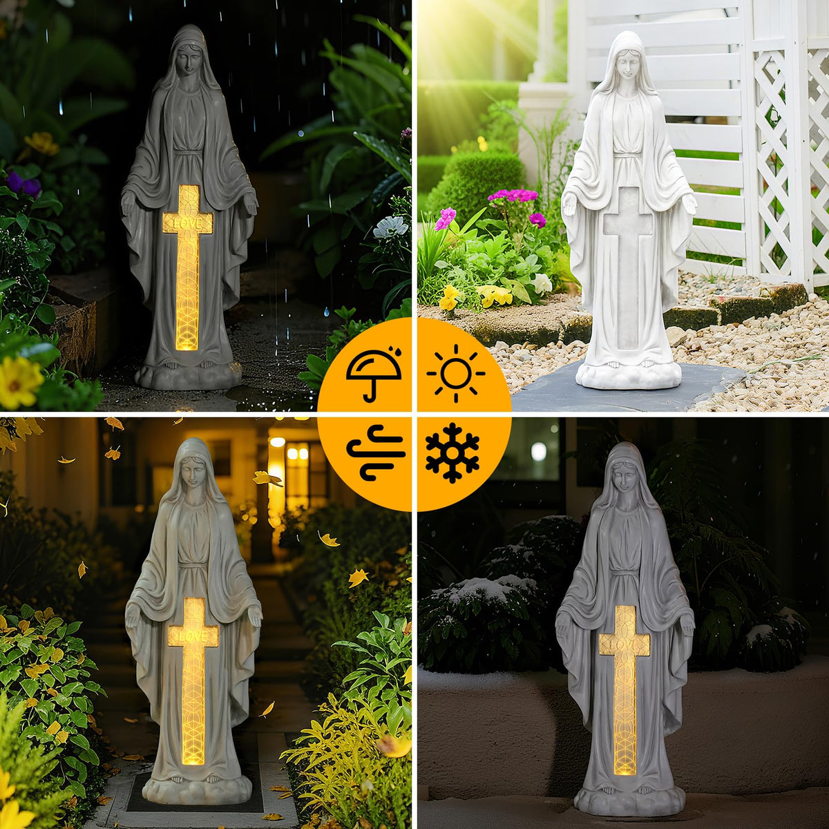 VChymm sunlit Virgin Mary garden decor designed for daytime beauty and dusk charm