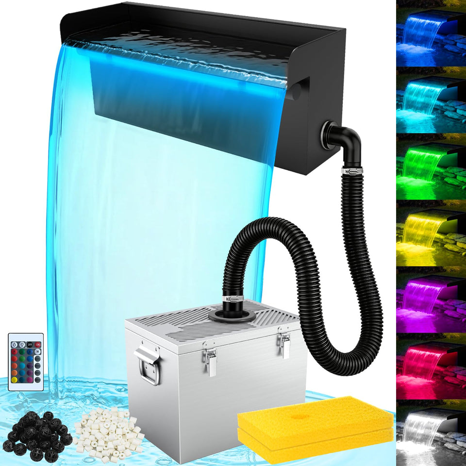 VCraze all-in-1 pond waterfall kit spillway in stainless steel, rugged and weather-resistant.