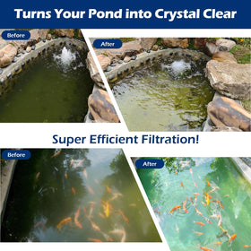 VCRAZE remote-controlled LED light enhances day and night pond ambiance.