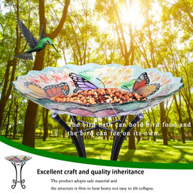 VCUTEKA birdbath doubles as a feeder, inviting diverse backyard birds.