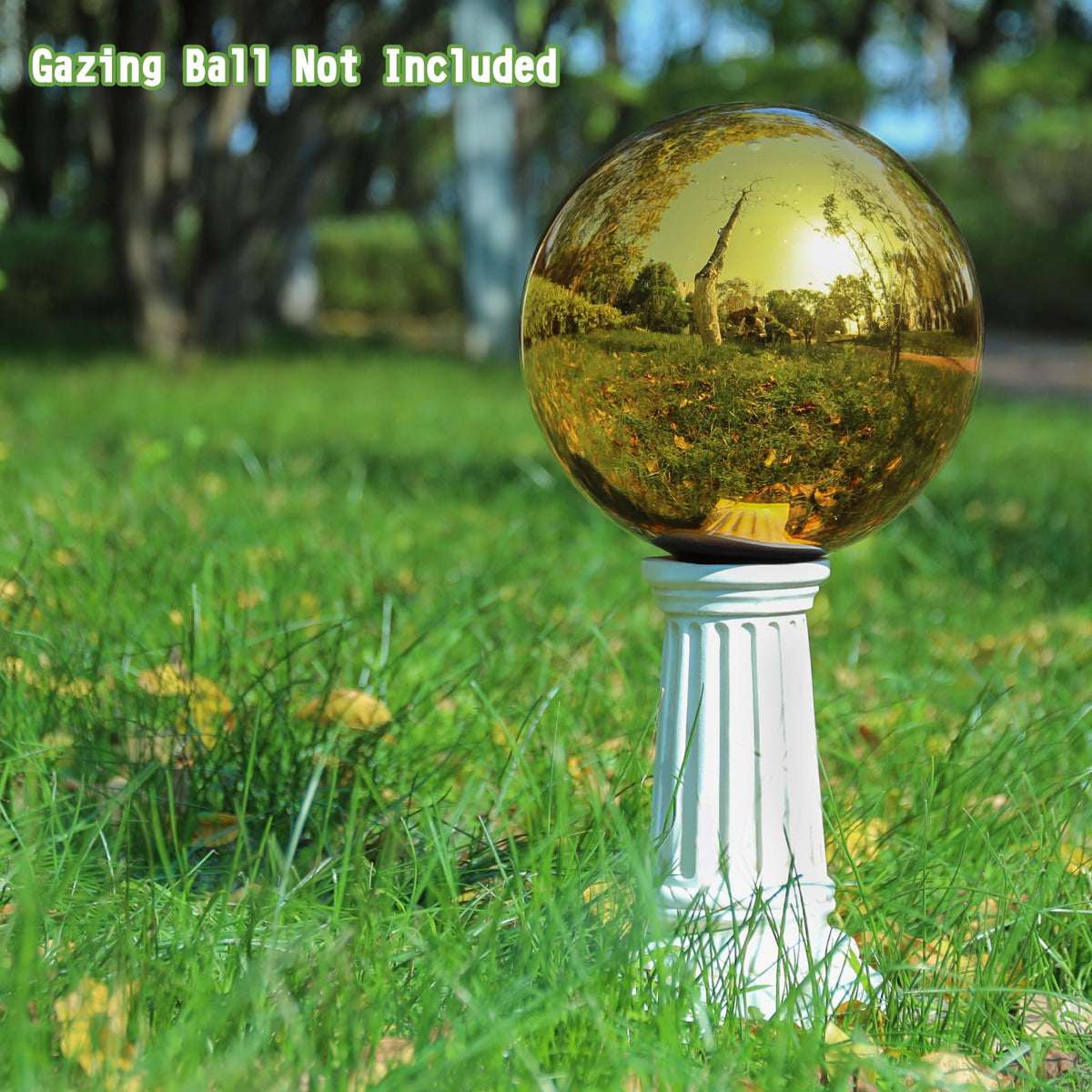 VCUTEKA garden gazing ball stand on a patio for elegant sphere presentation