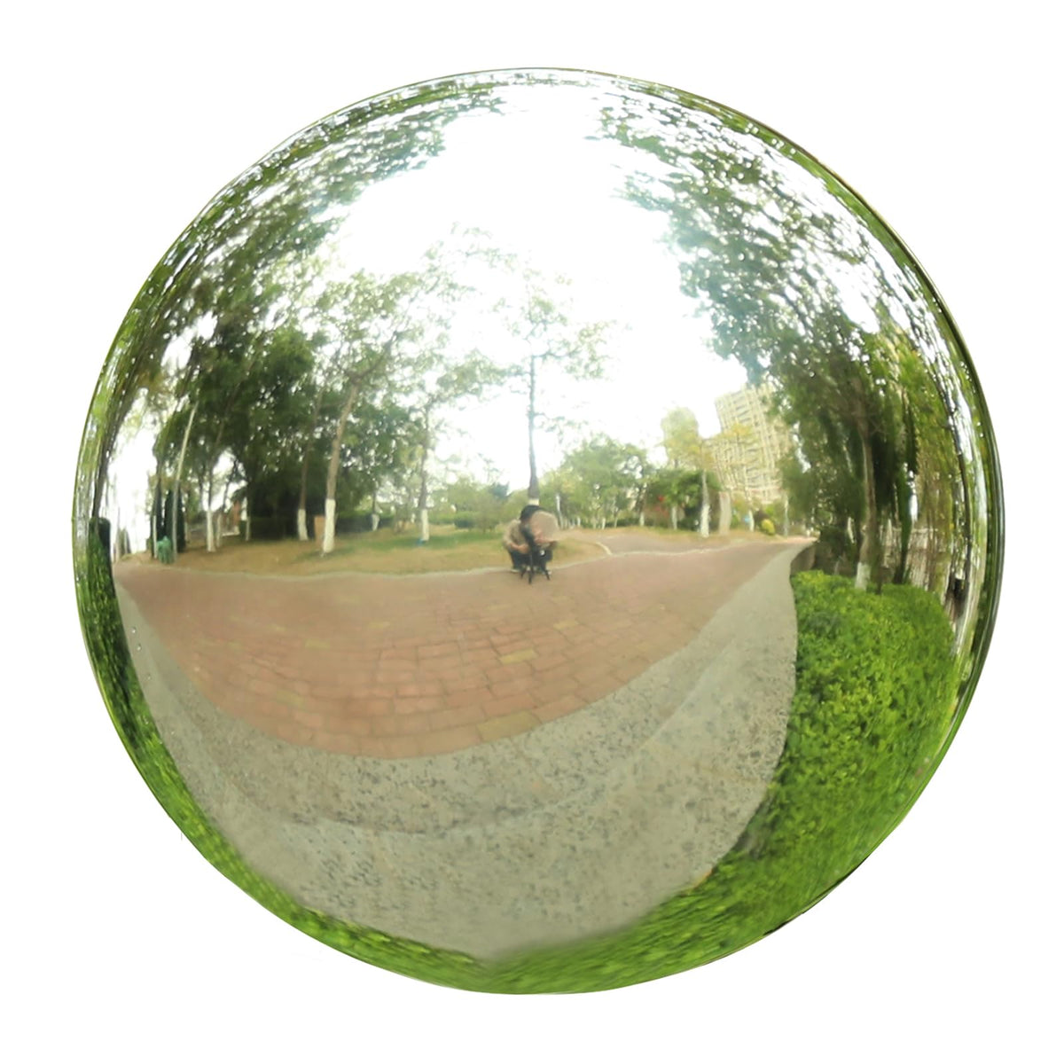 VCUTEKA gazing ball 10-inch reflective sphere enhances outdoor ambiance with mirror-like shine.