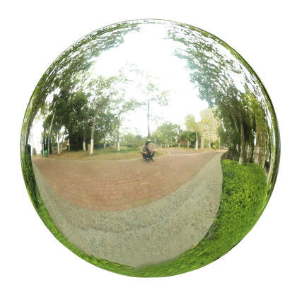 VCUTEKA gazing ball 10-inch reflective sphere enhances outdoor ambiance with mirror-like shine.