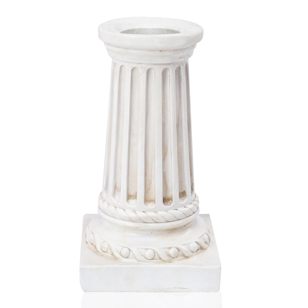 VCUTEKA gazing ball stand with white roman-column base for outdoor displays