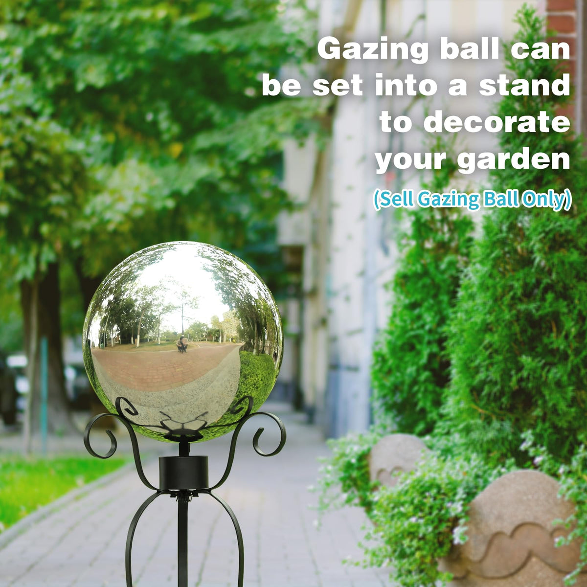 VCUTEKA gift-ready gazing ball complements gardens and housewarmings with timeless style.