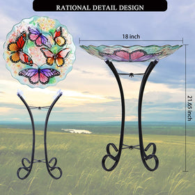VCUTEKA glass birdbath ready for water or seeds in your garden.