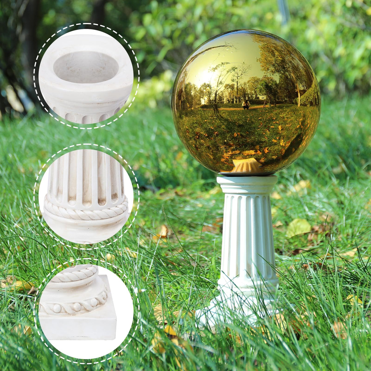 VCUTEKA white roman column garden stand shown as a centerpiece