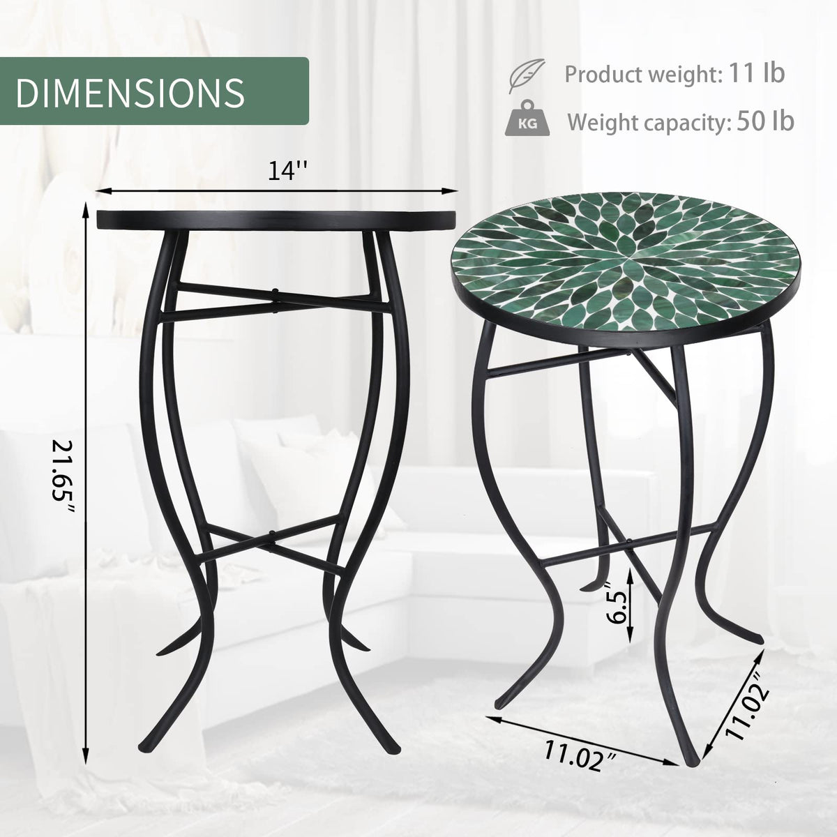 VCUTEKA anti-rust coating protects the table against rain and sun exposure.