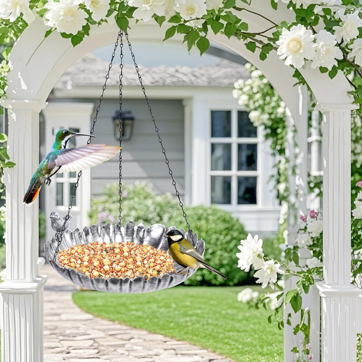 VCUTEKA garden centerpiece combines sculpture and practical bird bathing.