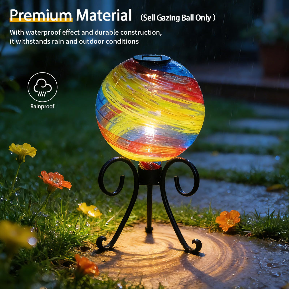 Hand-blown iridescent glass shimmers as light shifts